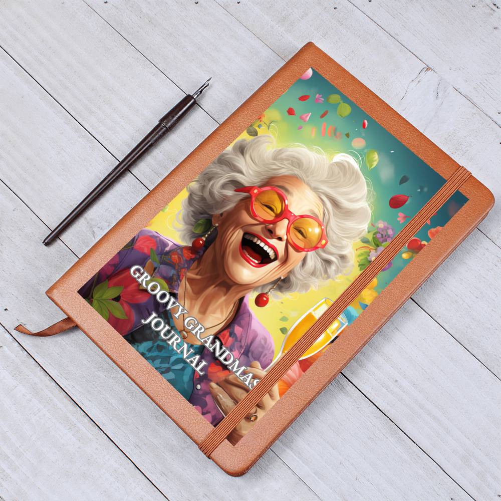 Groovy Grandma Graphic Leather Journal for Personal Reminders, Goal Setting or Just getting organized