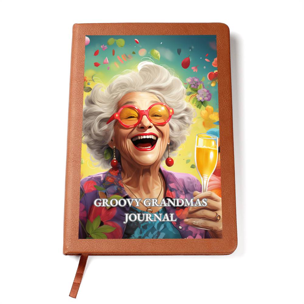 Groovy Grandma Graphic Leather Journal for Personal Reminders, Goal Setting or Just getting organized