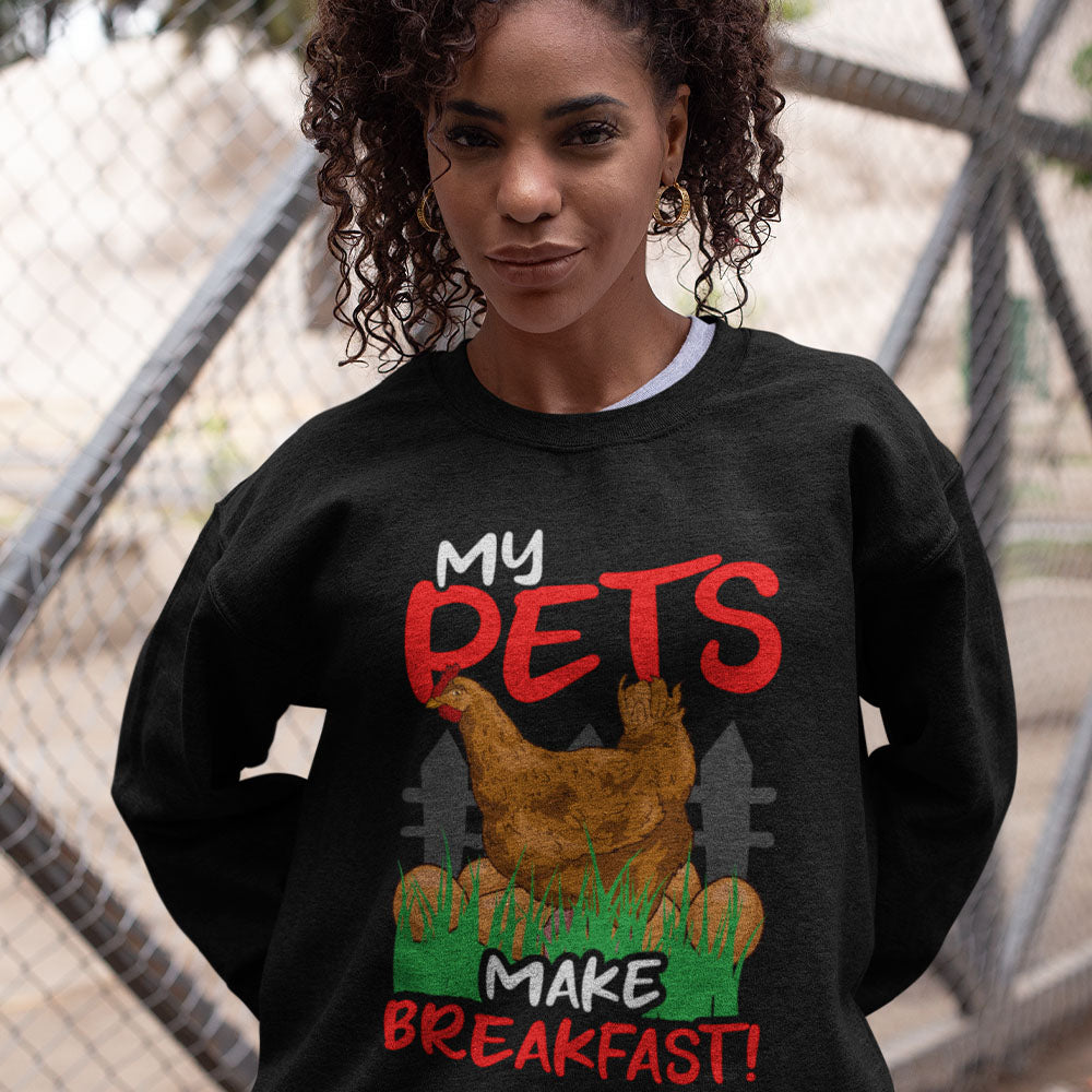 Pets Make Breakfast | Black Crewneck