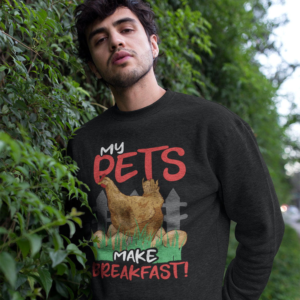 Pets Make Breakfast | Black Crewneck