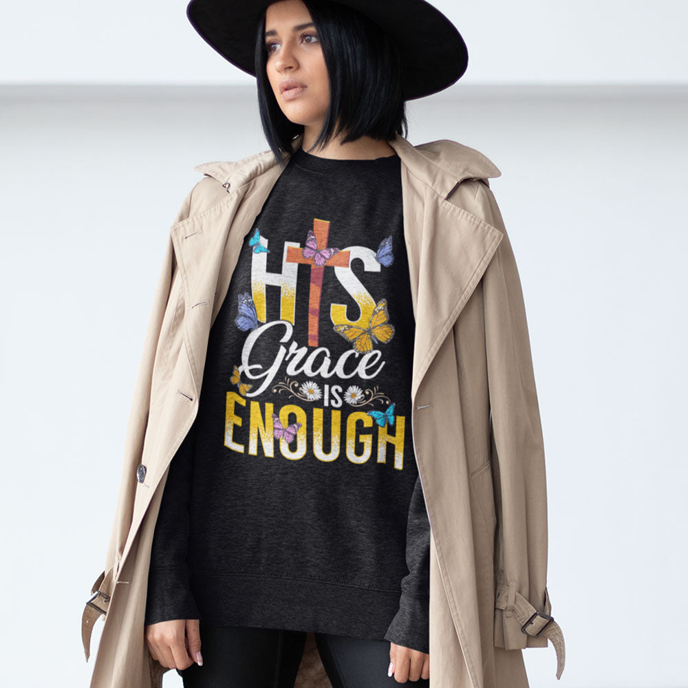 His Grace Is Enough | Black Crewneck