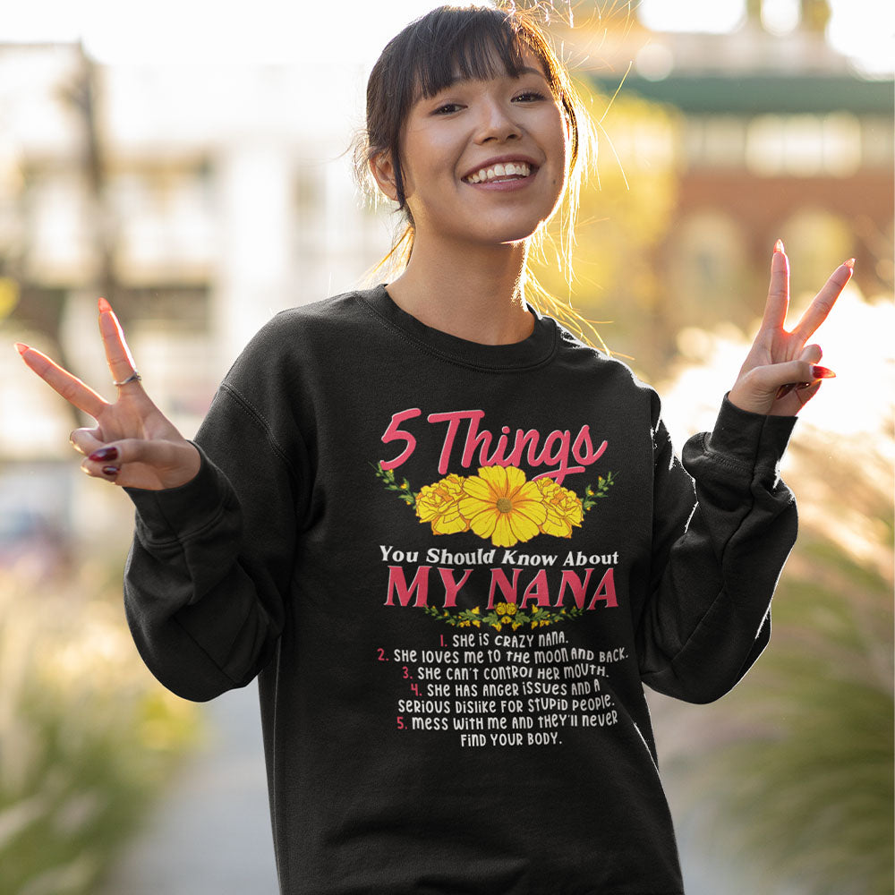 5 Things About Nana | Black Crewneck