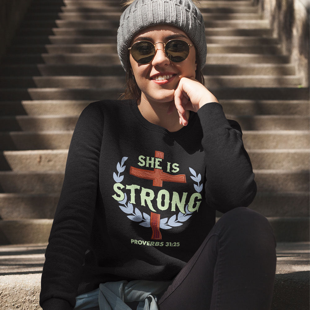 She Is Strong | Black Crewneck