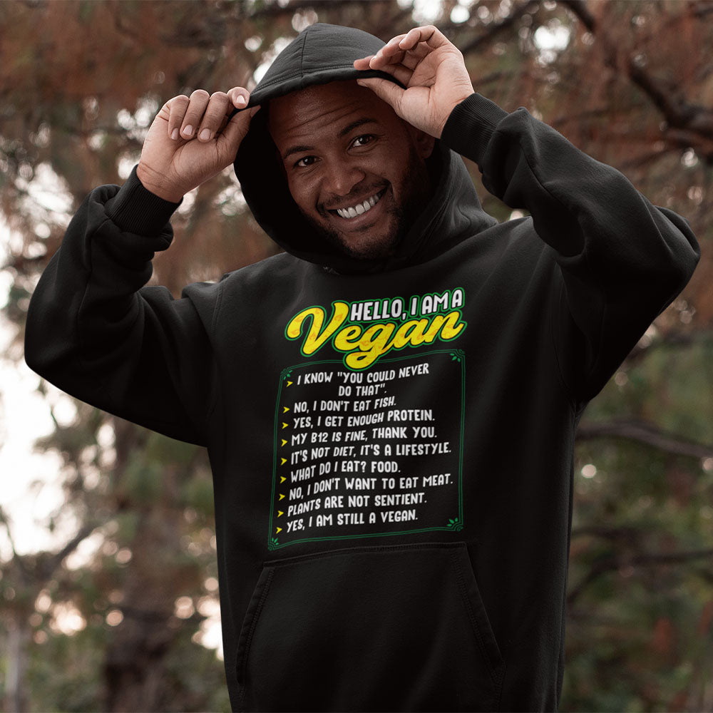 Hello I'm a Vegan | Black Hoodie