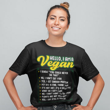 Hello I'm A Vegan | Black Tee Shirt