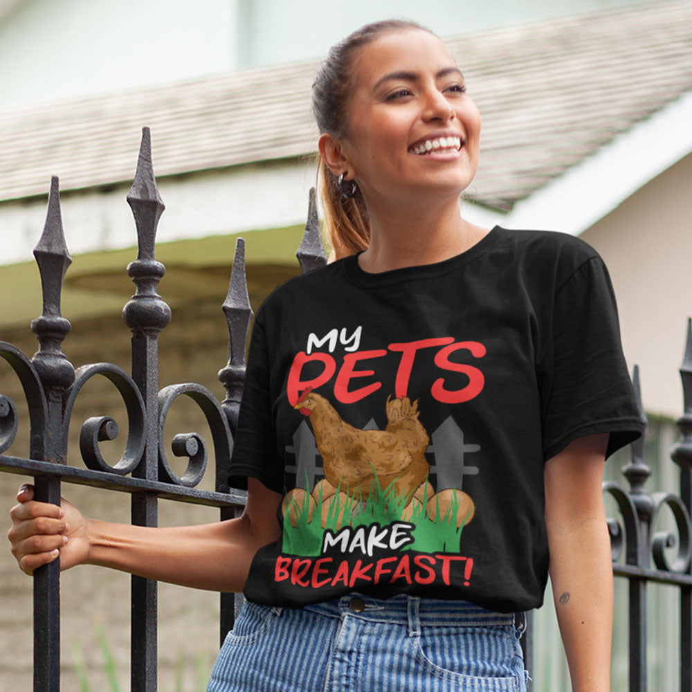 Pets Make Breakfast | Black Tee Shirt