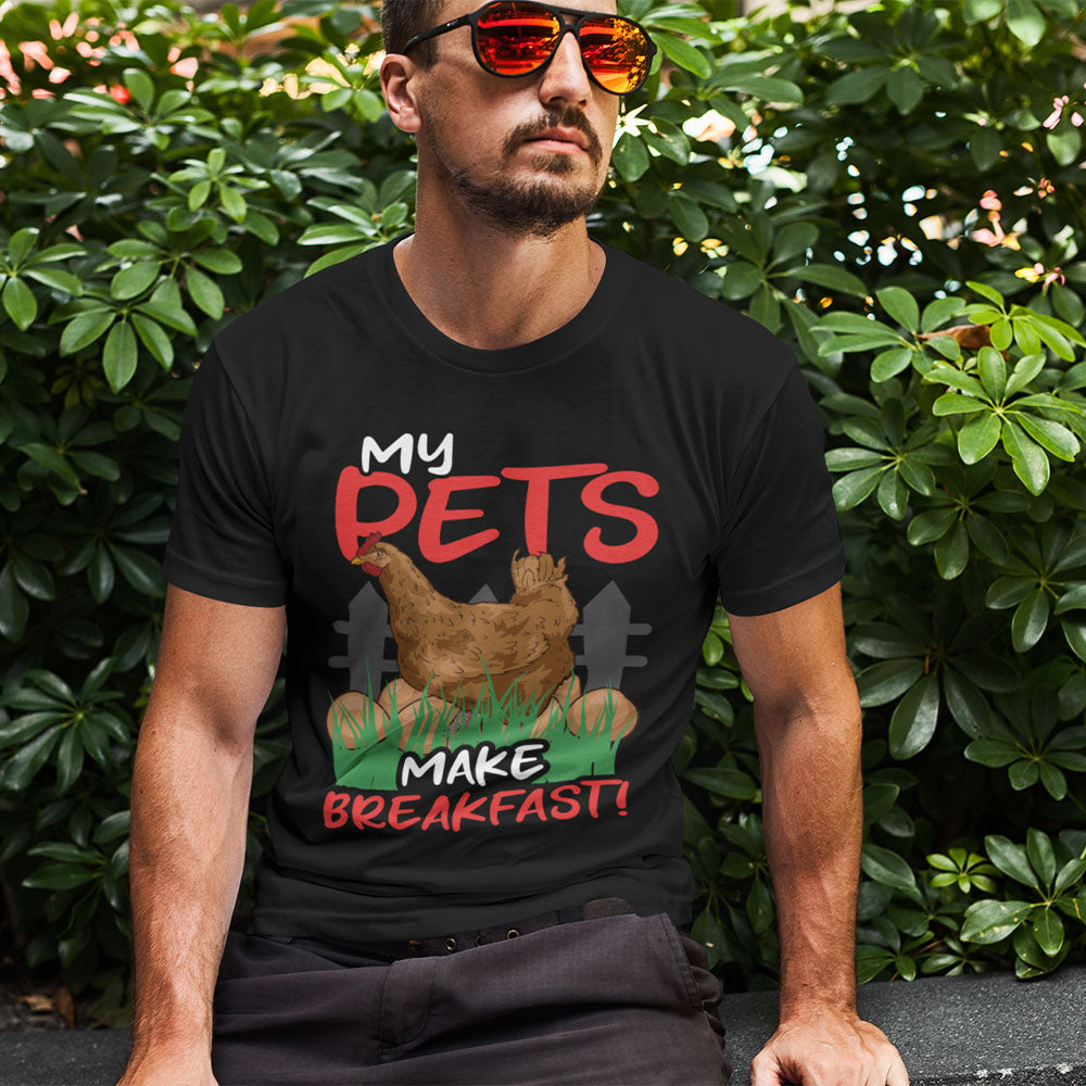 Pets Make Breakfast | Black Tee Shirt