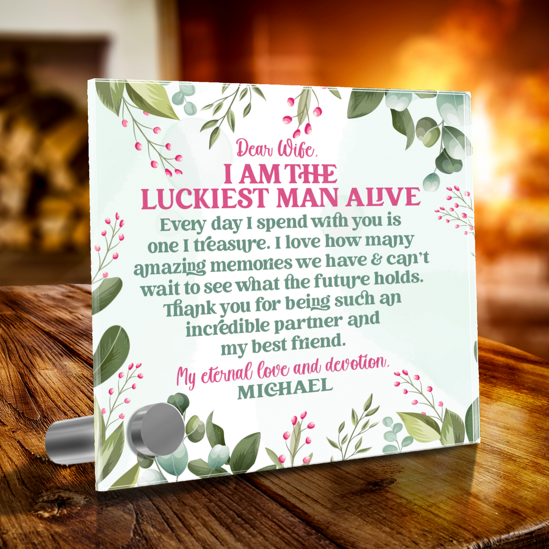 Luckiest Man Alive |  Lumenglass Message Stand & Jewelry