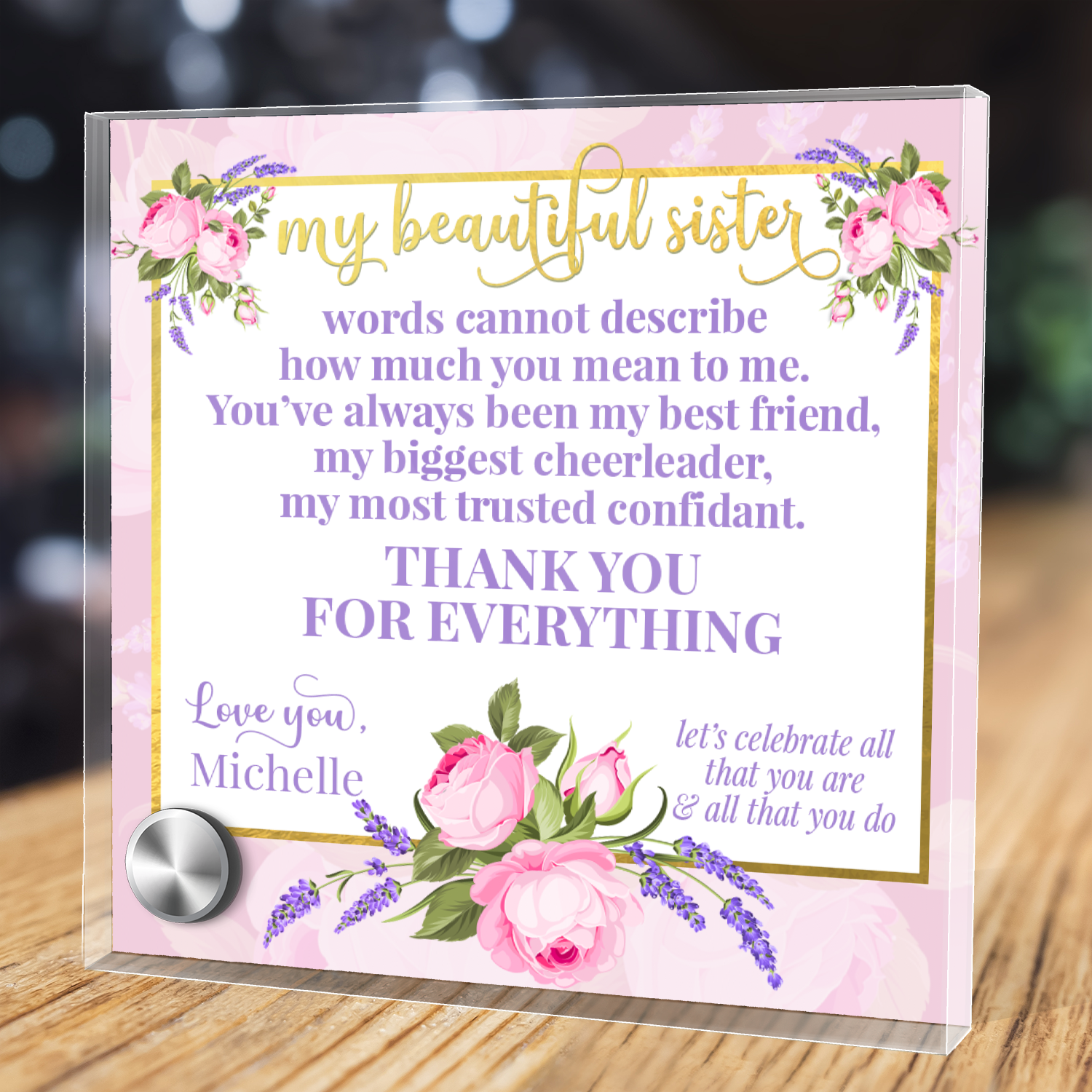 Beautiful Sister |  Lumenglass Message Stand & Jewelry