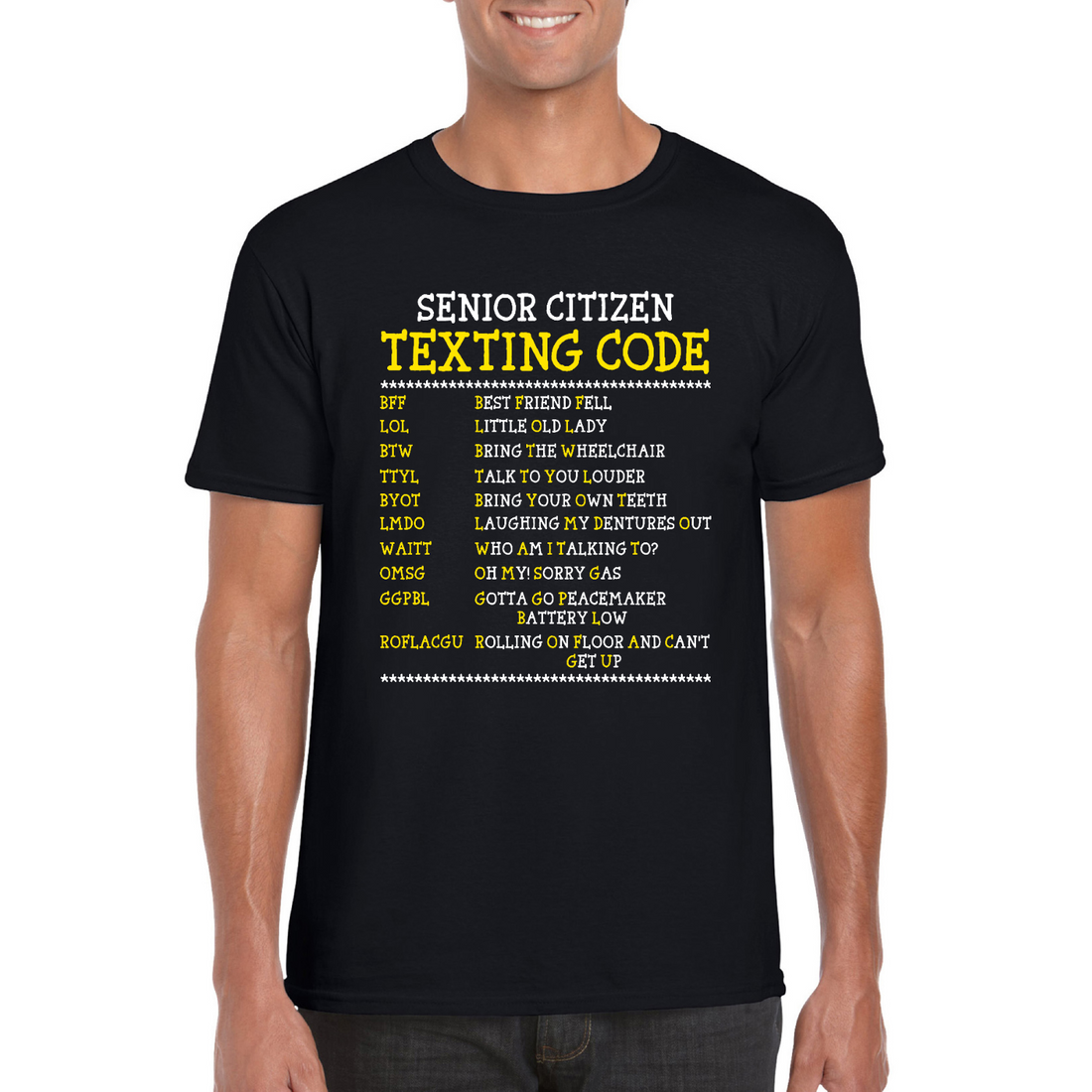 Senior Text Code | Black Tee Shirt