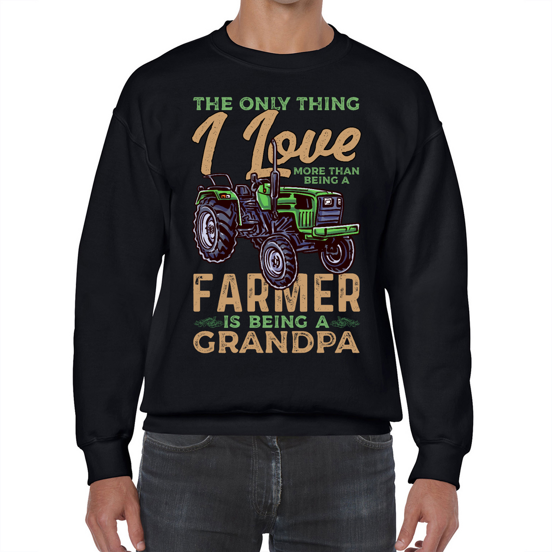 Grandpa Farmer | Black Crewneck