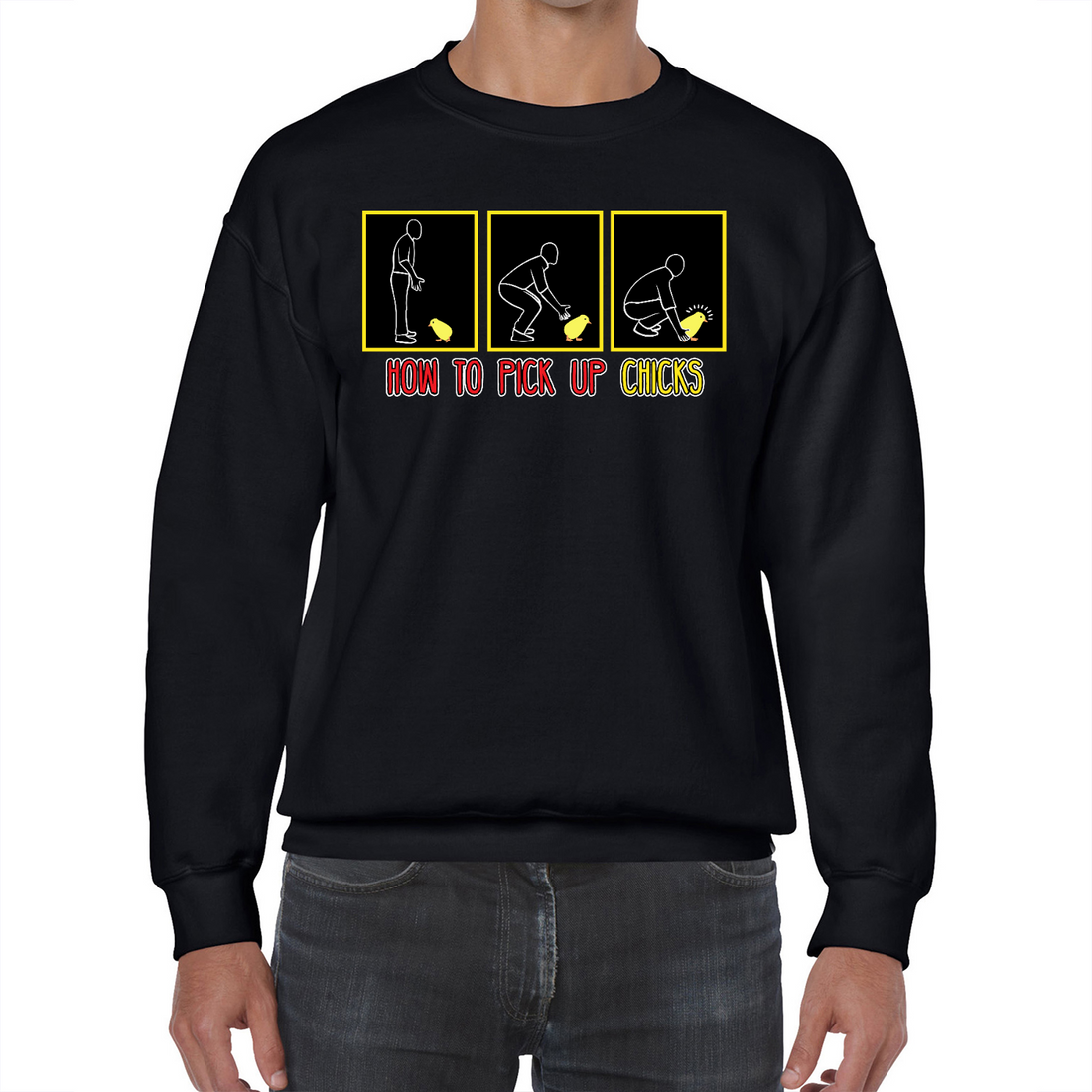 How To Pick Up Chicks | Black Crewneck