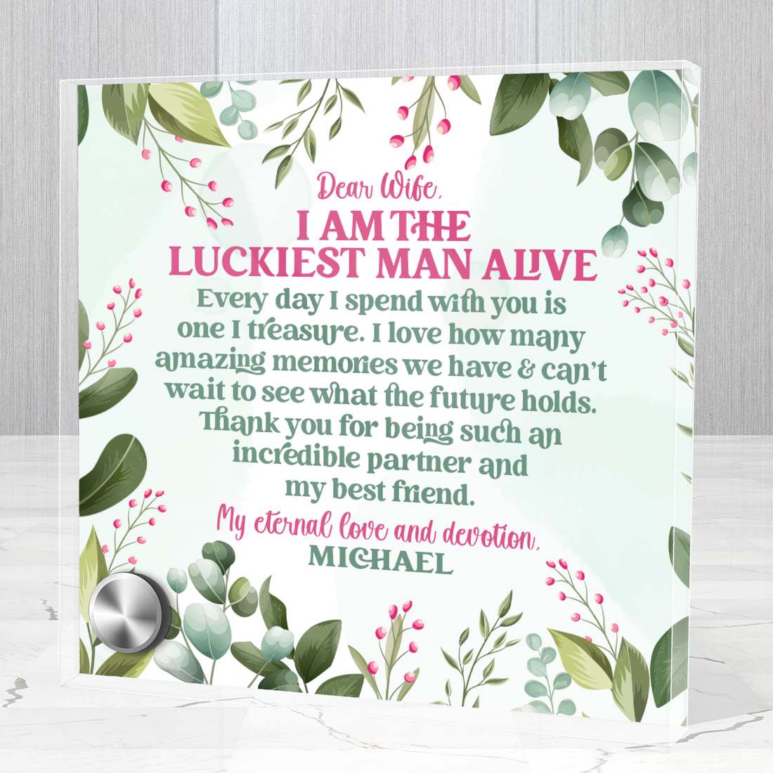 Luckiest Man Alive |  Lumenglass Message Stand
