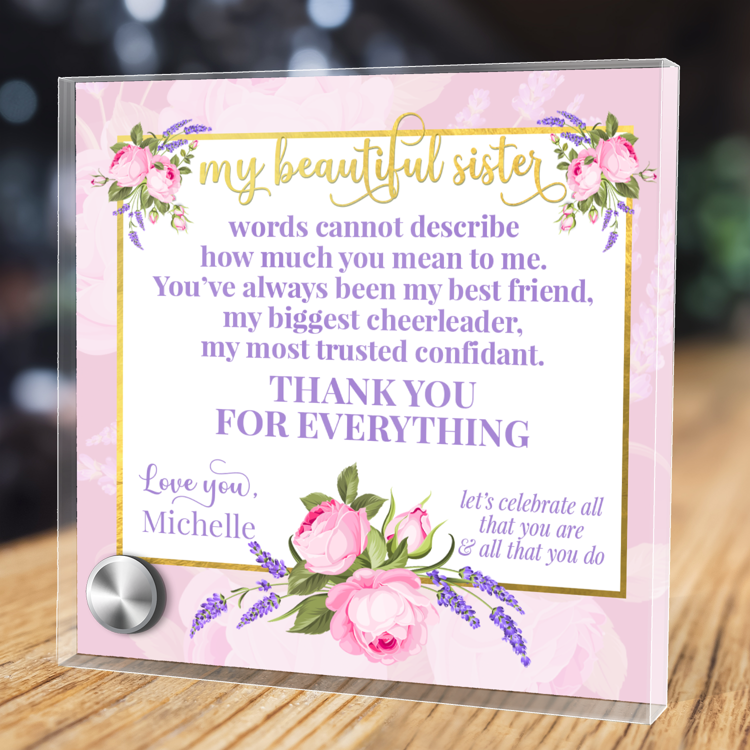 Beautiful Sister |  Lumenglass Message Stand