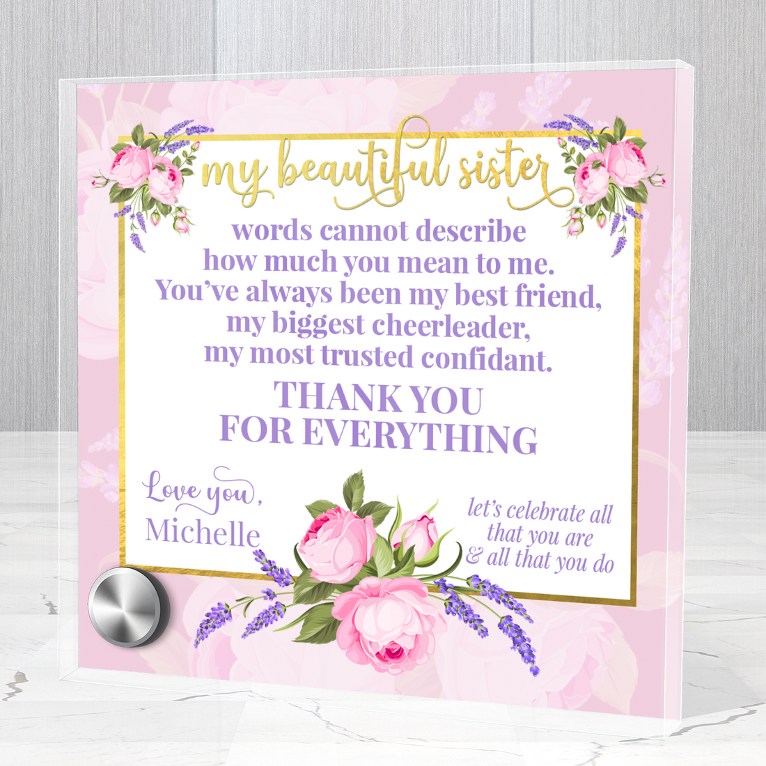 Beautiful Sister |  Lumenglass Message Stand