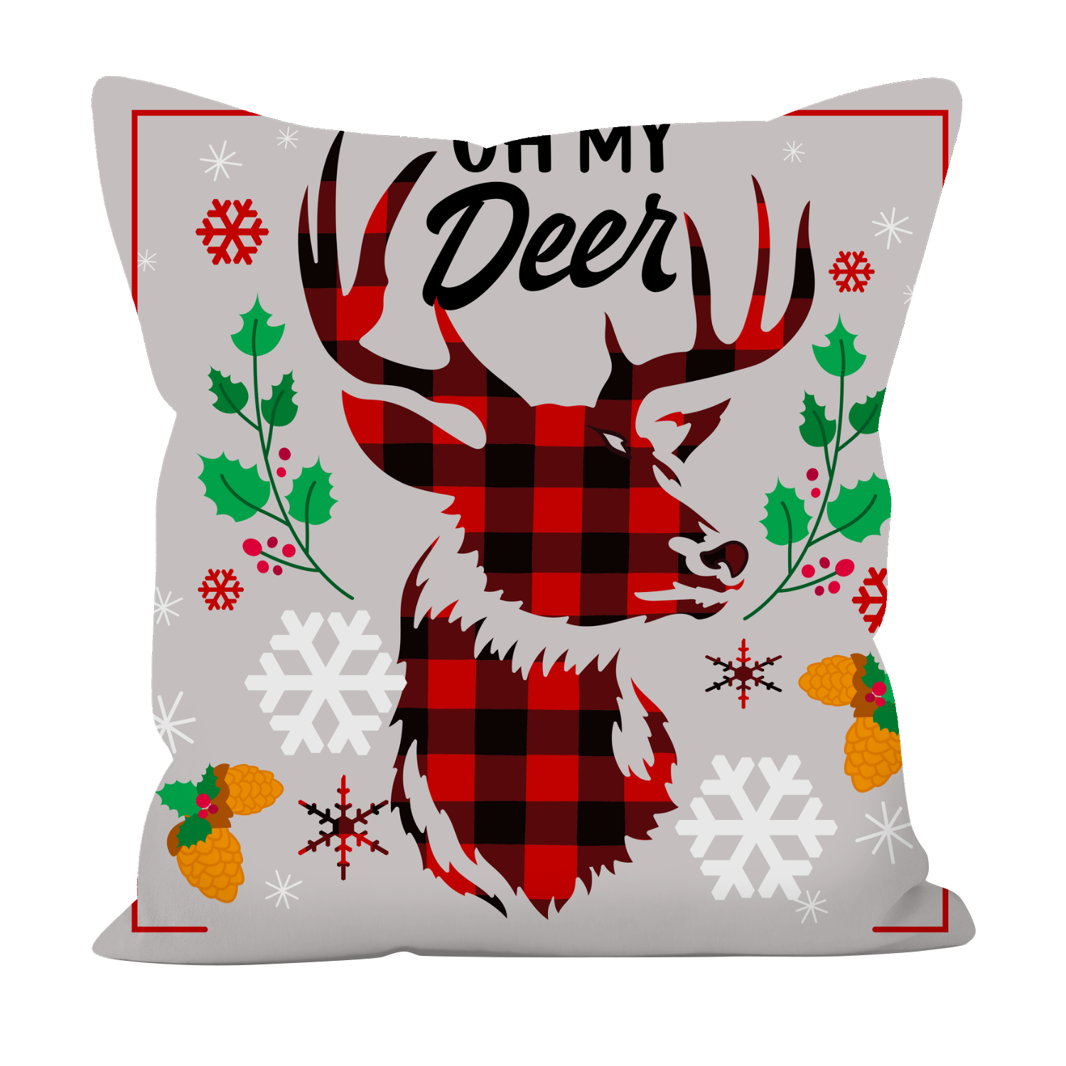 Ohh My Dear Pillowcase - Christmas Cushion - Plaid Decorative Pillow - Christmas Decoration Pillow - Holiday Pillowcase - Christmas Gift