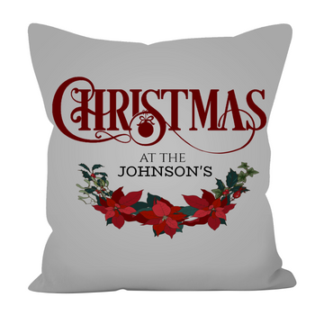 Personalized Christmas Pillowcase - Christmas Flowers Cushion - Christmas Decorative Pillow cover - Holiday Pillowcase - Christmas Gift