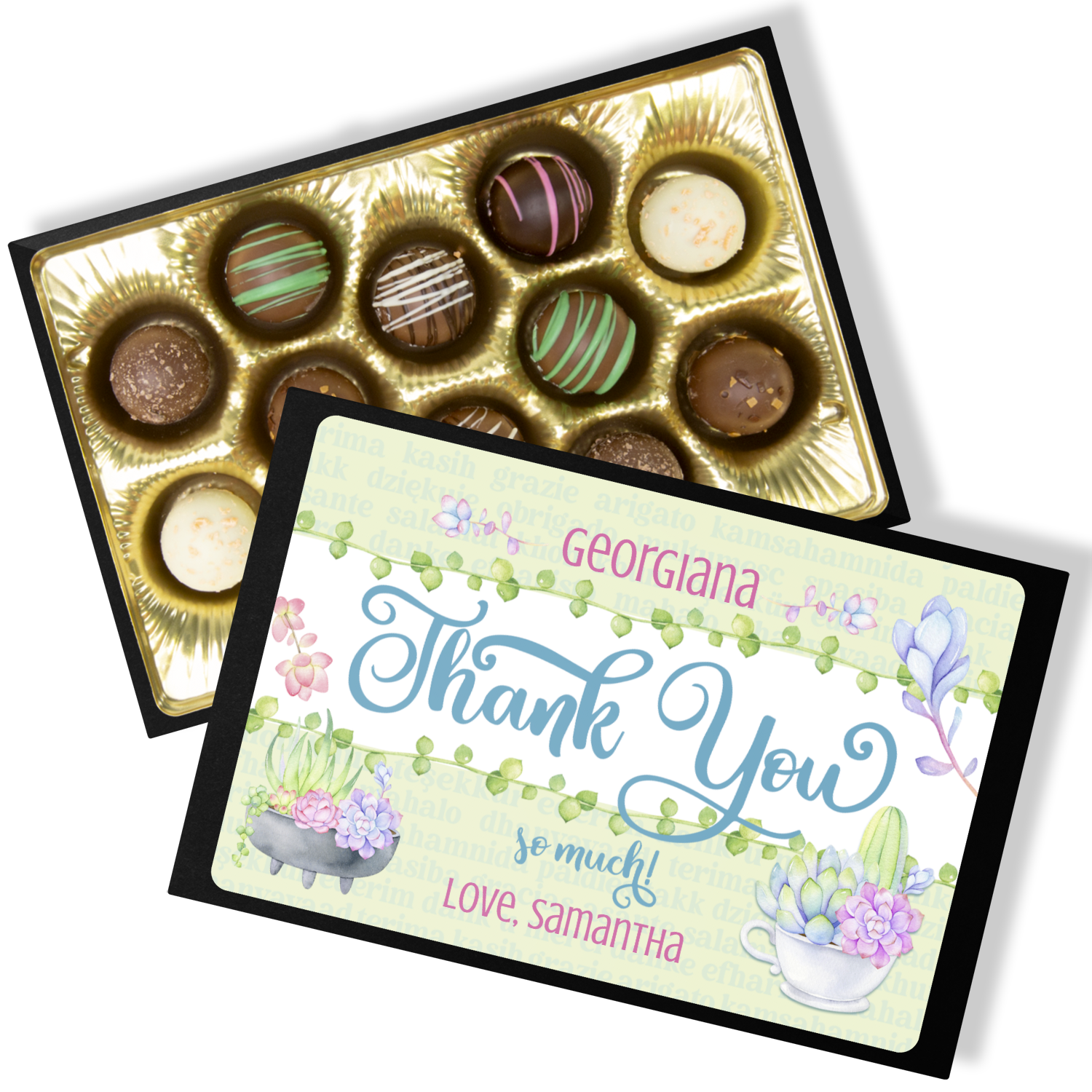 Personalized Thank you Chocolate Box - Handmade Chocolate Truffles - Chocolate gift for Wife - Chocolate gift for Mom - Anniversary Gift