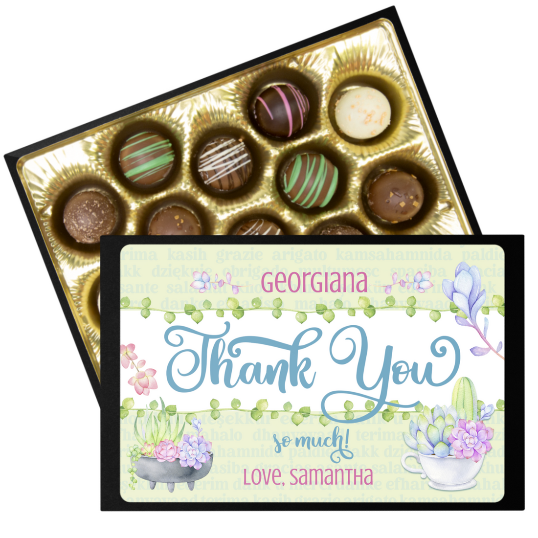 Personalized Thank you Chocolate Box - Handmade Chocolate Truffles - Chocolate gift for Wife - Chocolate gift for Mom - Anniversary Gift