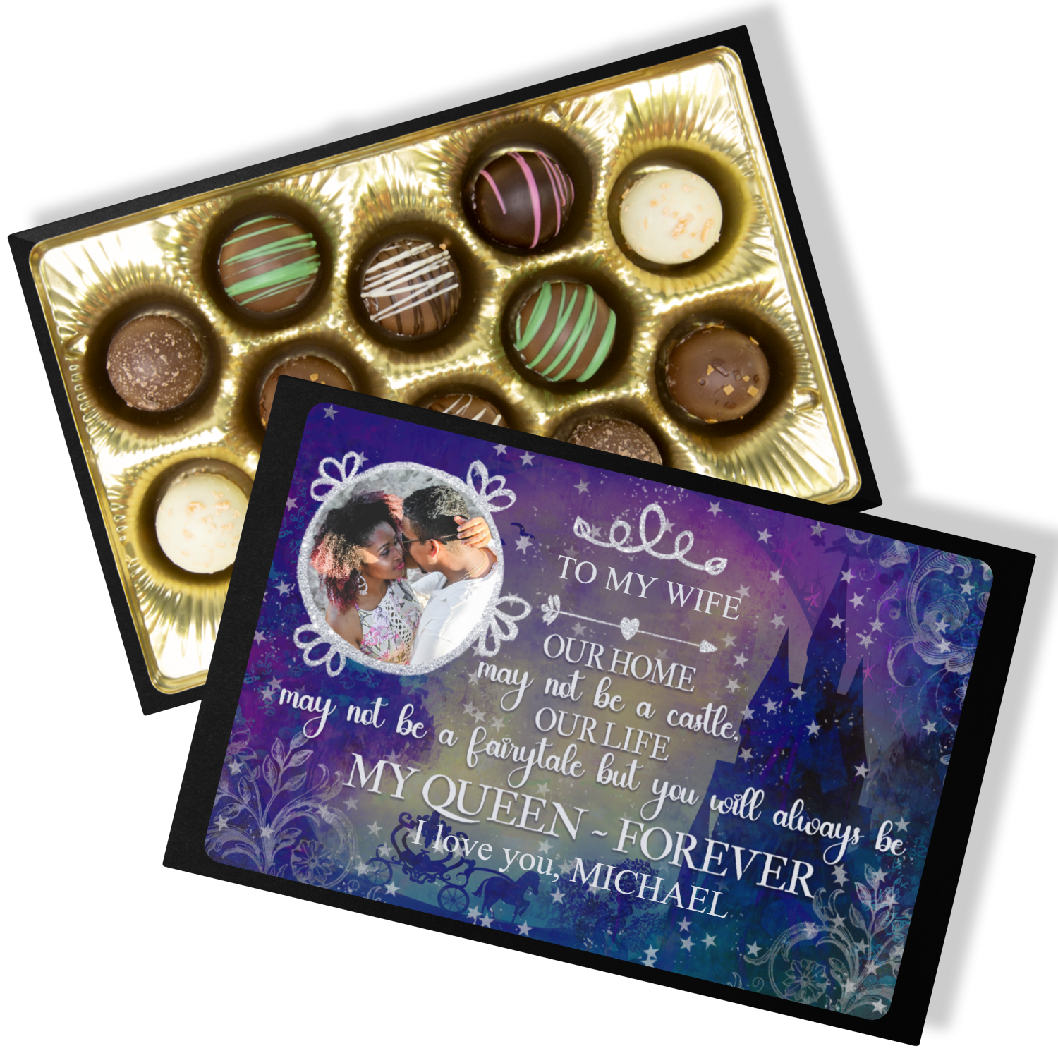 Personalized My Queen Forever Chocolate Box - Handmade Chocolate Truffles - Chocolate gift for Wife - Gift for Girlfriend - Anniversary Gift