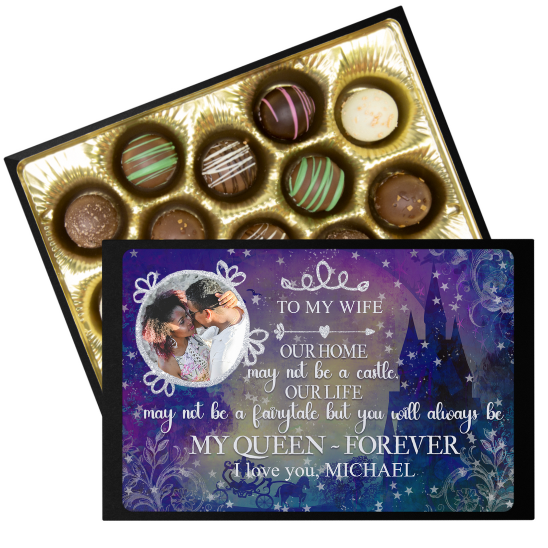 Personalized My Queen Forever Chocolate Box - Handmade Chocolate Truffles - Chocolate gift for Wife - Gift for Girlfriend - Anniversary Gift