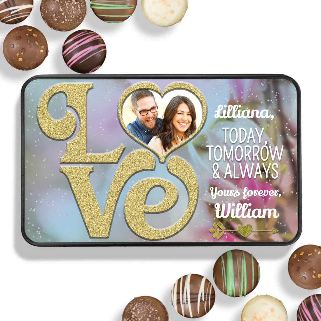 Personalized Love Chocolate Box - Handmade Chocolate Truffles - Chocolate gift for Wife - Chocolate gift for Girlfriend - Anniversary Gift