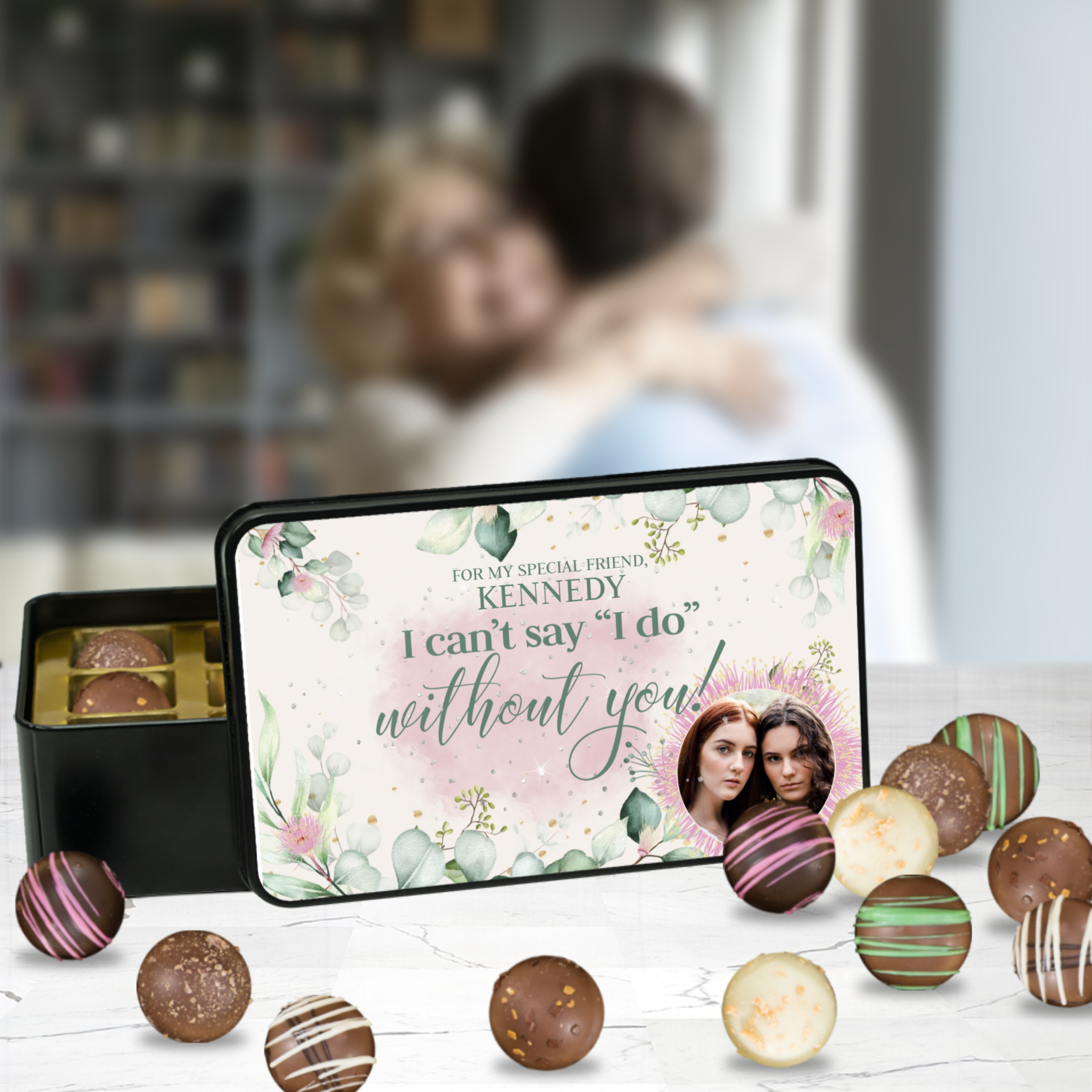 Personalized Wedding Invitation Chocolate Box - Handmade Chocolate Truffles - Chocolate gift for Special Friend - Chocolate Gift