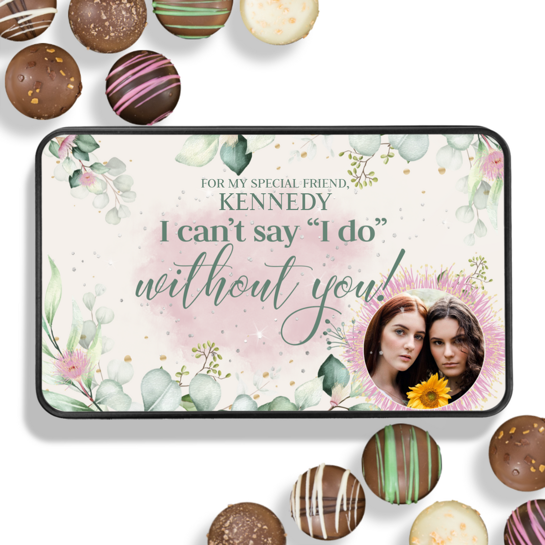 Personalized Wedding Invitation Chocolate Box - Handmade Chocolate Truffles - Chocolate gift for Special Friend - Chocolate Gift