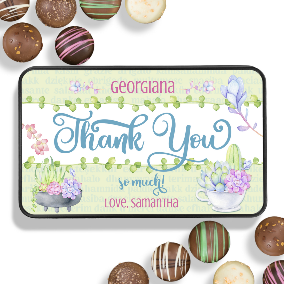 Personalized Thank you Chocolate Box - Handmade Chocolate Truffles - Chocolate gift for Wife - Chocolate gift for Mom - Anniversary Gift