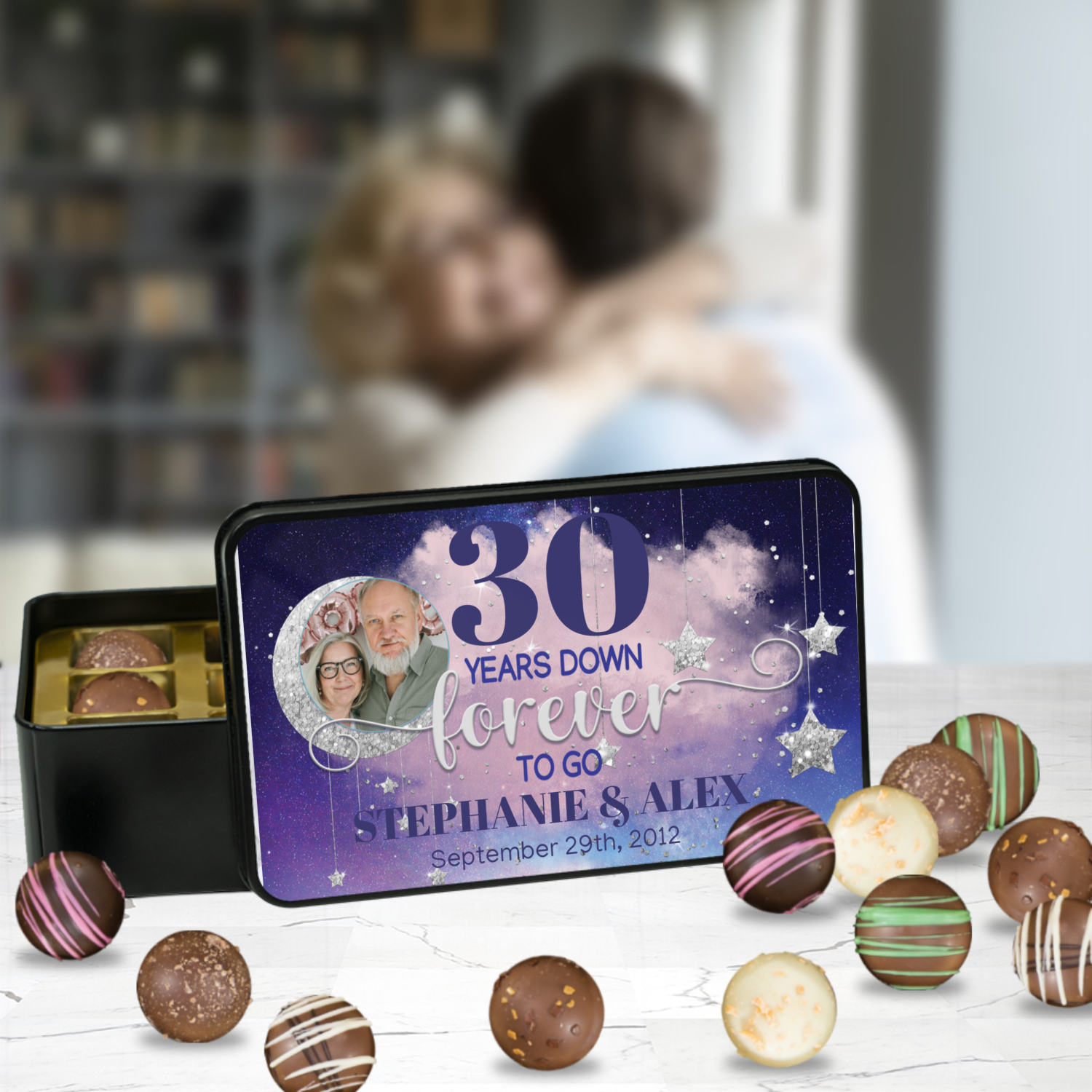 Personalized Wedding Anniversary Chocolate Box - Handmade Chocolate Truffles - Chocolate gift for Wife - Wedding Anniversary Gift