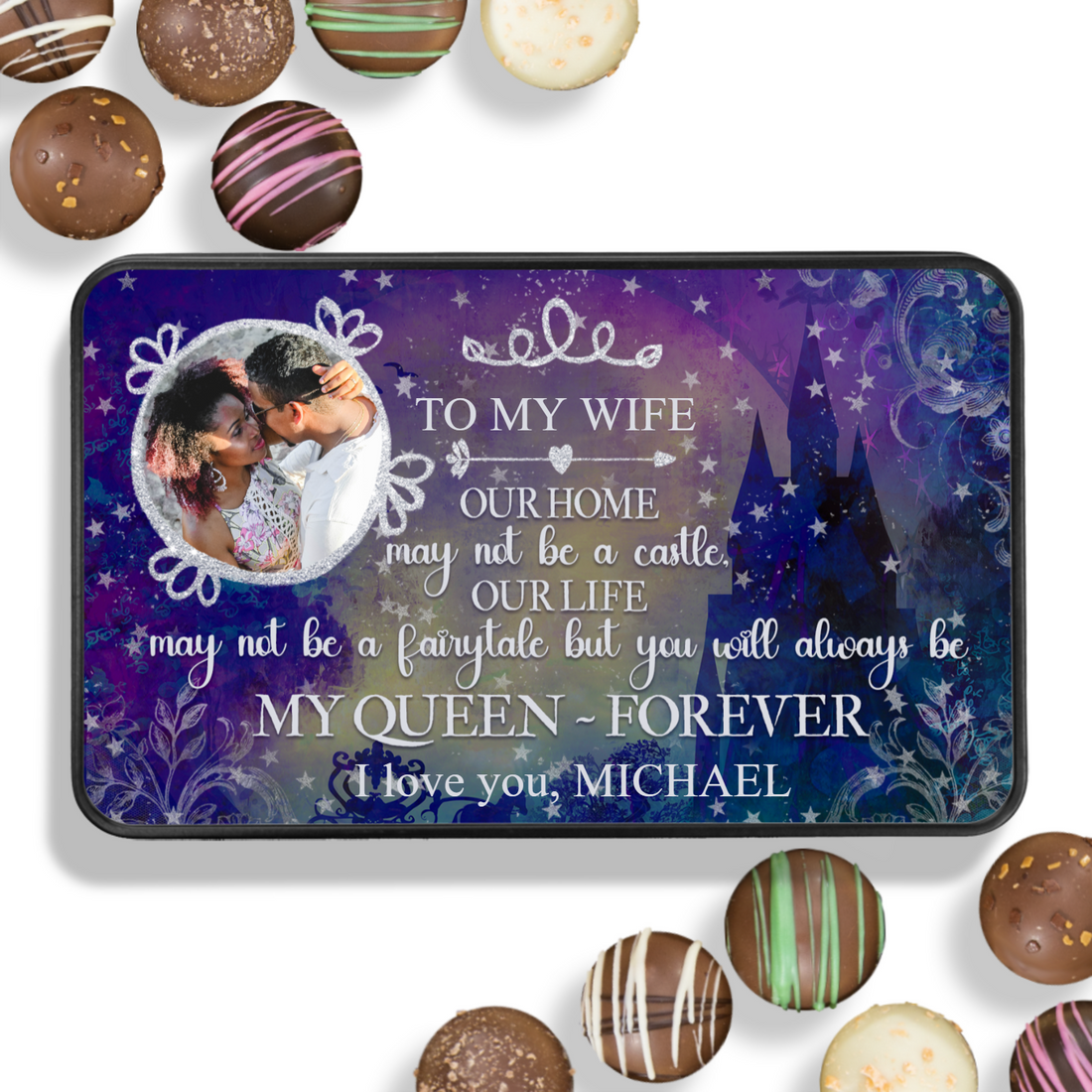 Personalized My Queen Forever Chocolate Box - Handmade Chocolate Truffles - Chocolate gift for Wife - Gift for Girlfriend - Anniversary Gift