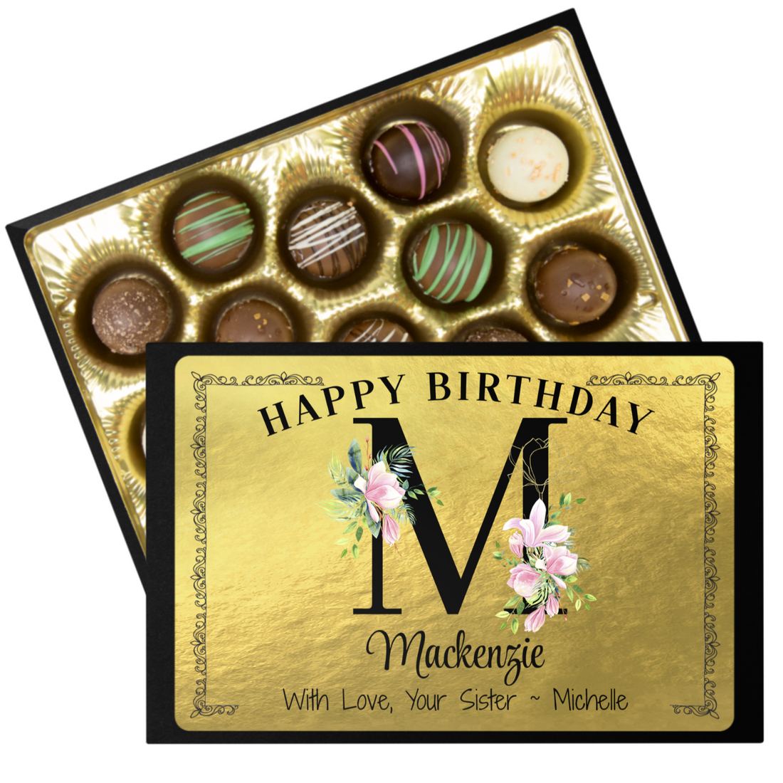 Personalized Birthday Chocolate Box - Handmade Chocolate Truffles - Chocolate gift for Sister - Chocolate gift for Friends - Birthday Gift