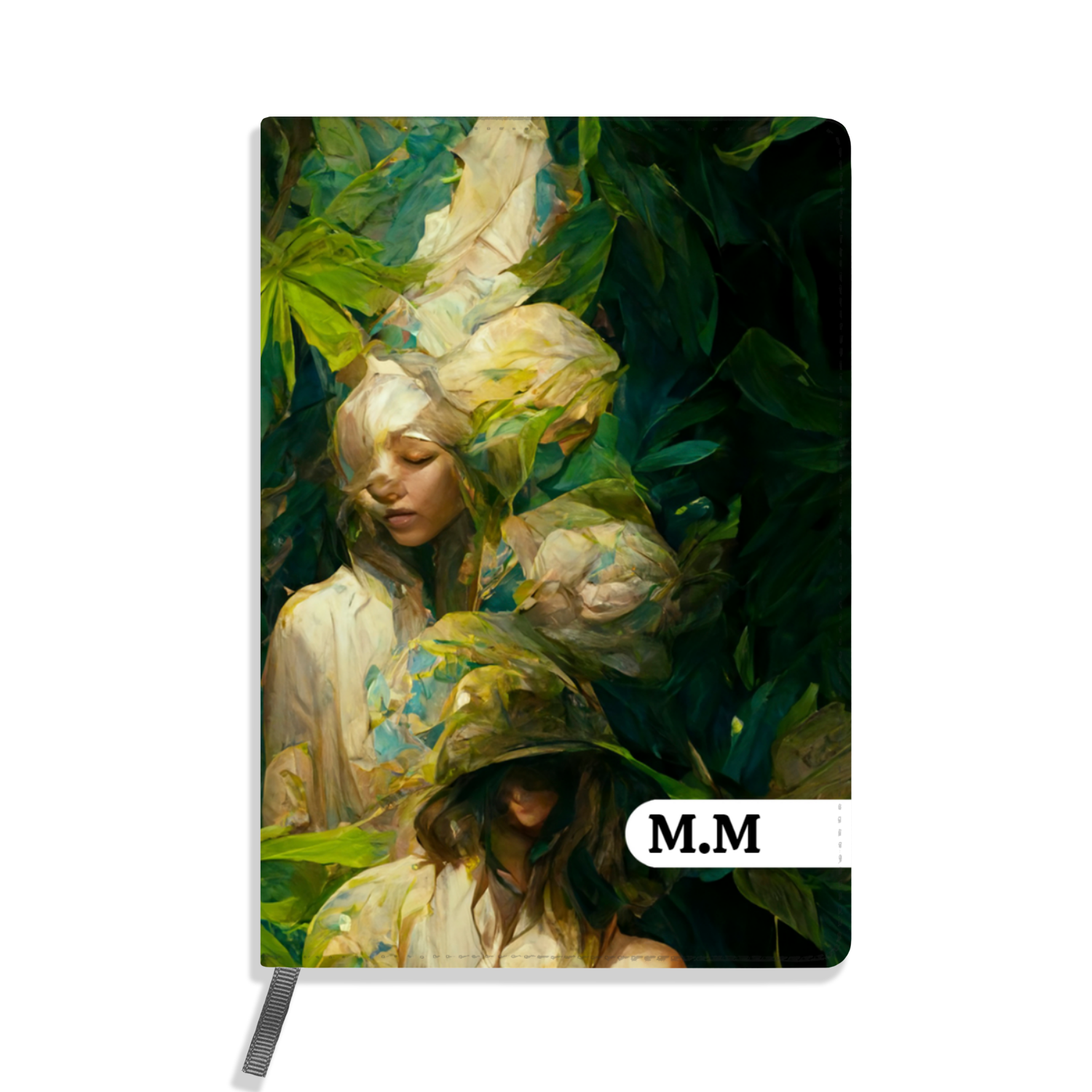 Green Cherubs - Personalized Monogram - A5 Notebook