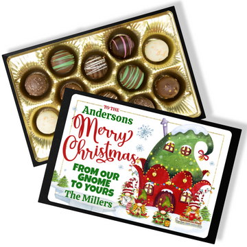 Personalized Merry Christmas Chocolate Box - From Our Gnome Chocolate Gift - Handmade Chocolate Truffles - Chocolate Christmas Gift