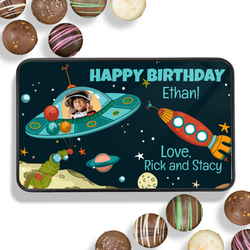 Personalized Birthday Chocolate Box - Outer Space Gift - Handmade Chocolate Truffles - Birthday Gift for Boys - Chocolate Birthday Gift