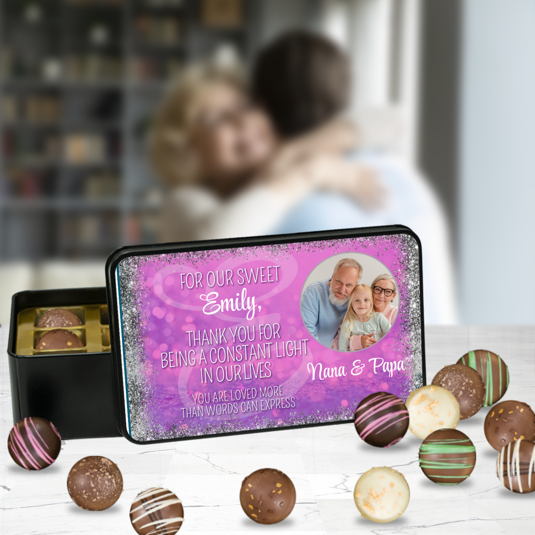 Personalized Thank You Chocolate Box - Handmade Chocolate Truffles - Gift for Granddaughter - Grandparents Gift - Customized Chocolate Gift