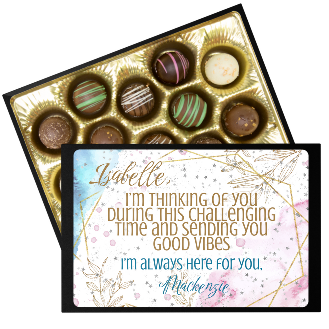 Personalized I Am Always Here For You Chocolate Box - Handmade Chocolate Truffles - Gift for Friends - Customized Chocolate Gift