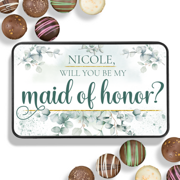 Personalized Will You Be My Maid of Honor Chocolate Box - Handmade Chocolate Truffles - Gift for Maid of Honor - Customized Chocolate Gift