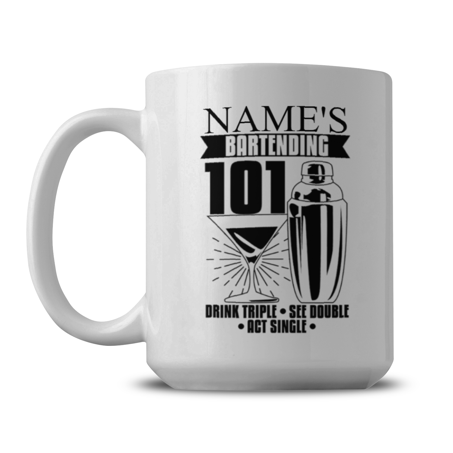 Personalized Bartending 101 Mug - Bartender Mug - Professional Mug - Barista Appreciation Gift - Bartender Gift - 15oz Ceramic Coffee Mug